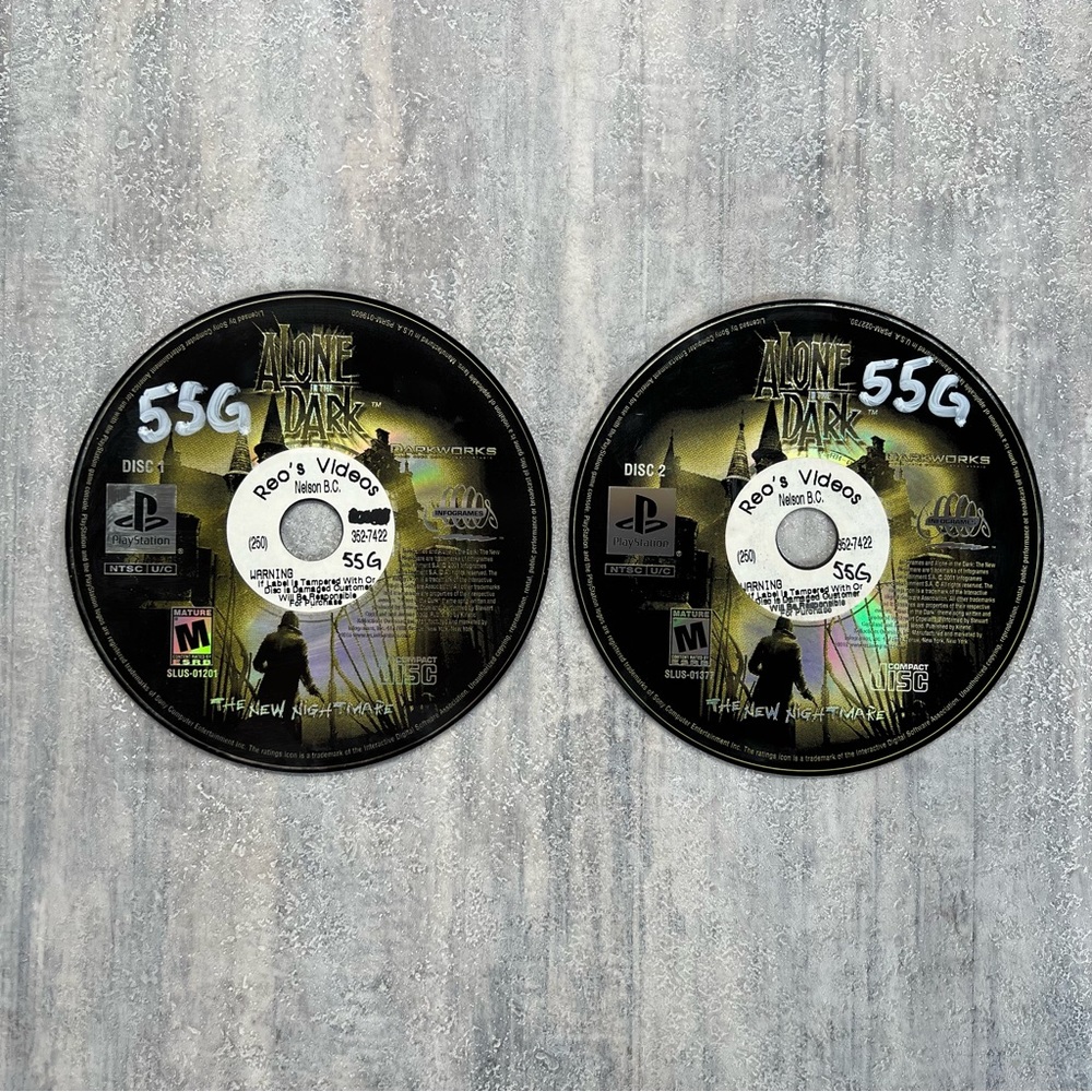 Alone In The Dark Disc 1 & Disc 2 - Sony Playstation 1 PS1 PSX - Game Discs only